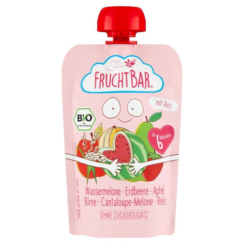 BIO Mus arbuz jabłko truskawka od 6 miesiąca FruchtBar 100 g