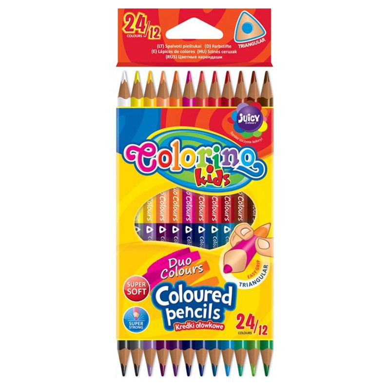 Kredki ołówkowe dwukolorowe 12 szt. 24 kolorów Colorino Kids 12 sztuk