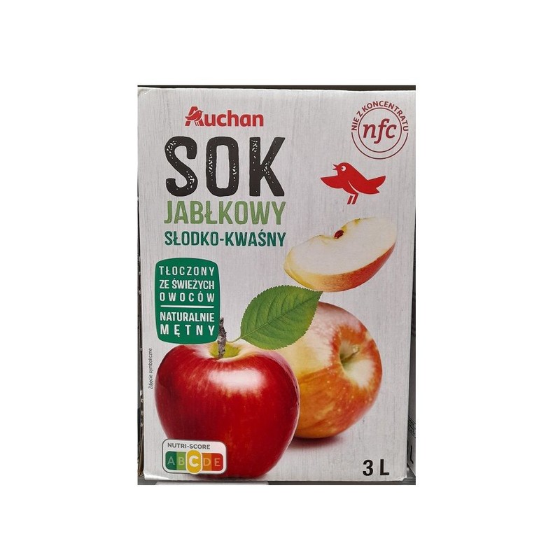 Sok jakbłkowy słodko-kwaśny NFC Auchan 3 l