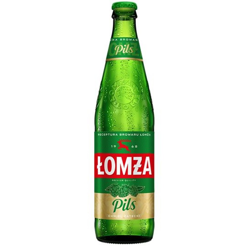 Piwo jasne pełne. pasteryzowane alk.6% obj. Łomża 500  ml