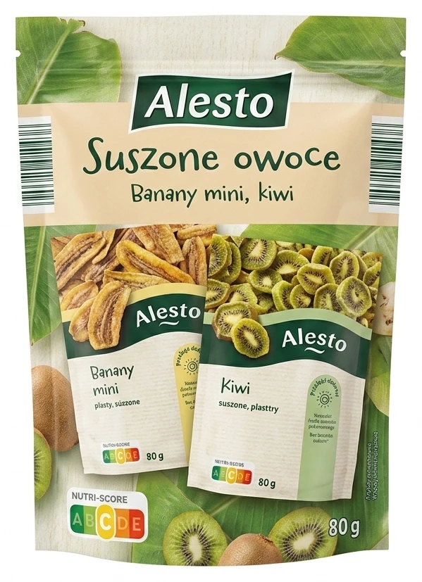 Alesto Suszone owoce banany mini, kiwi lub klementynki