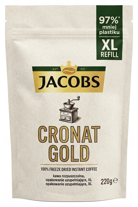 JACOBS Cronat Gold, kawa rozpuszczalna, opakowanie uzupełniające, XL