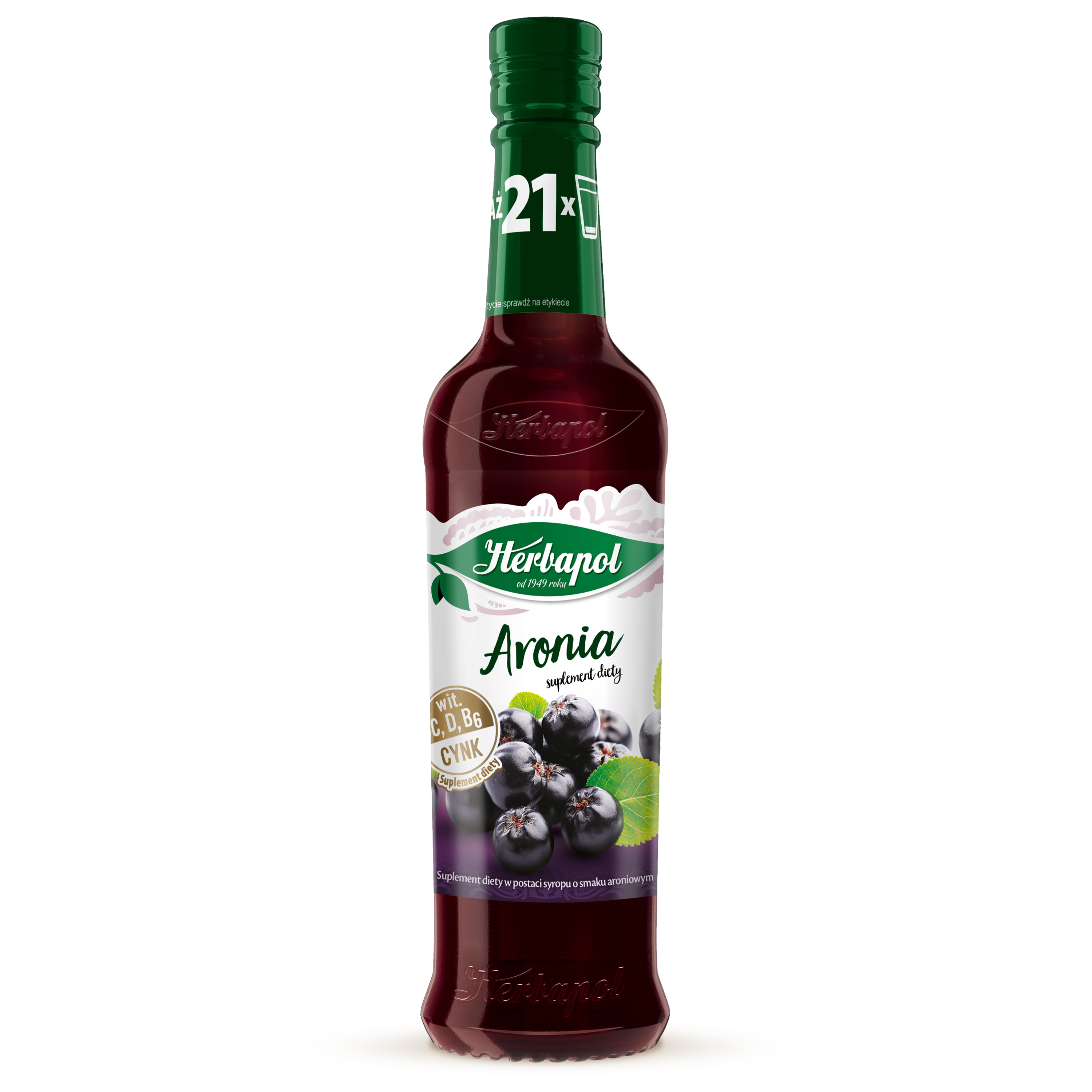 Herbapol Syrop Owocowy Suplement Diety Aronia Z Witaminami C,D,B6 I Cynkiem 420Ml