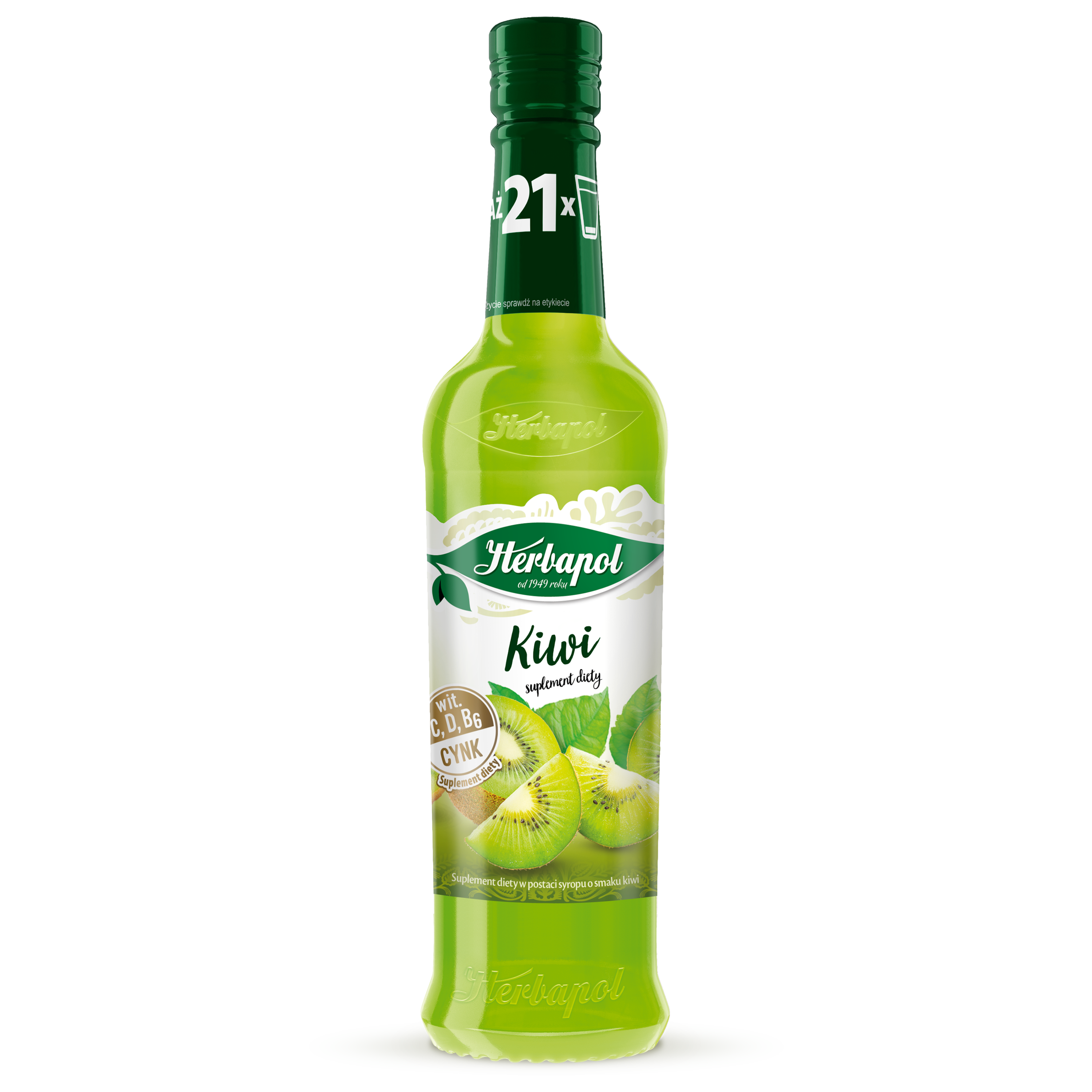 Herbapol Syrop Owocowy Suplement Diety Kiwi Z Wit. C, D, B6 I Cynkiem 420Ml