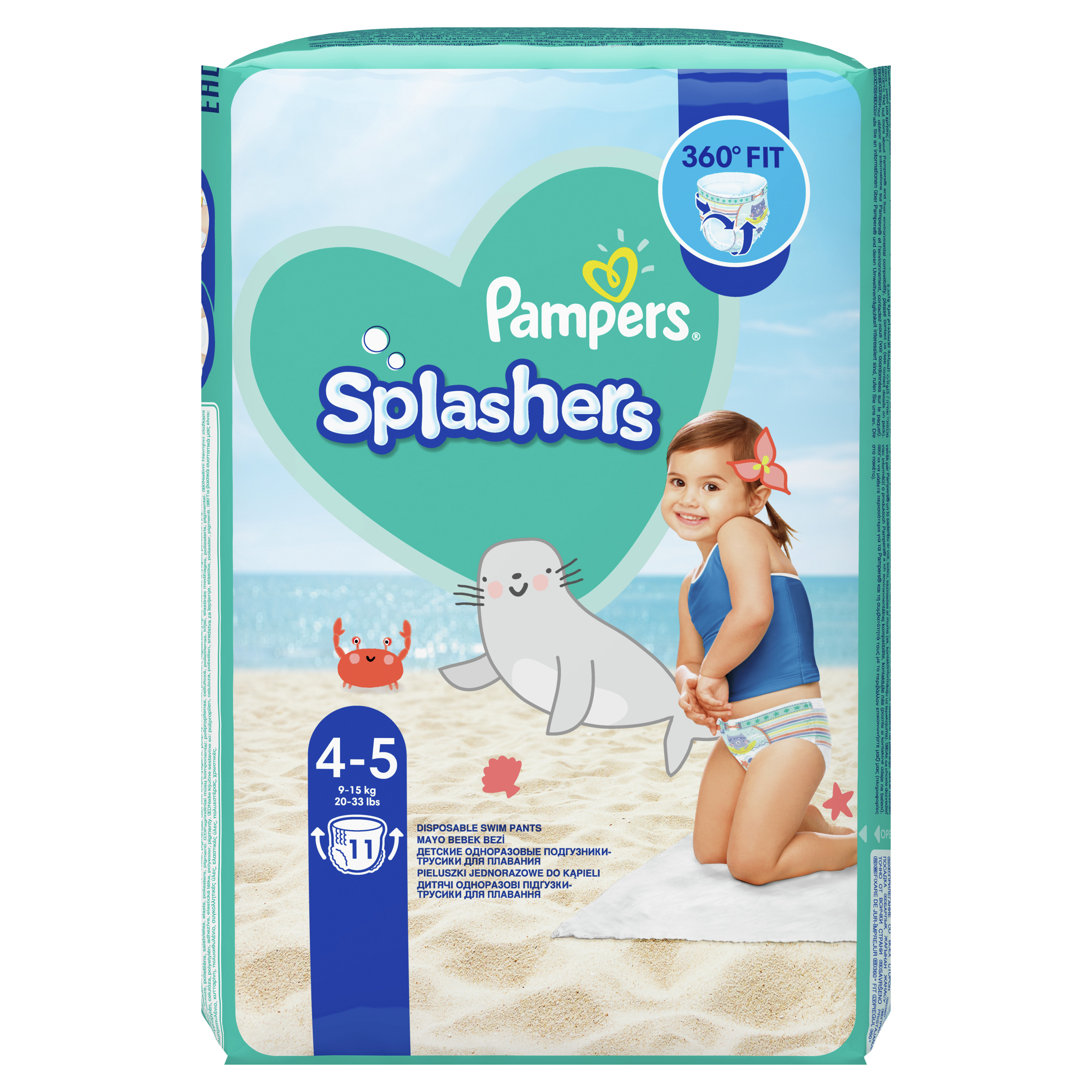 Pampers Splashers, Rozmiar 4-5, 11 Jednorazowych Pieluch Do Pływania