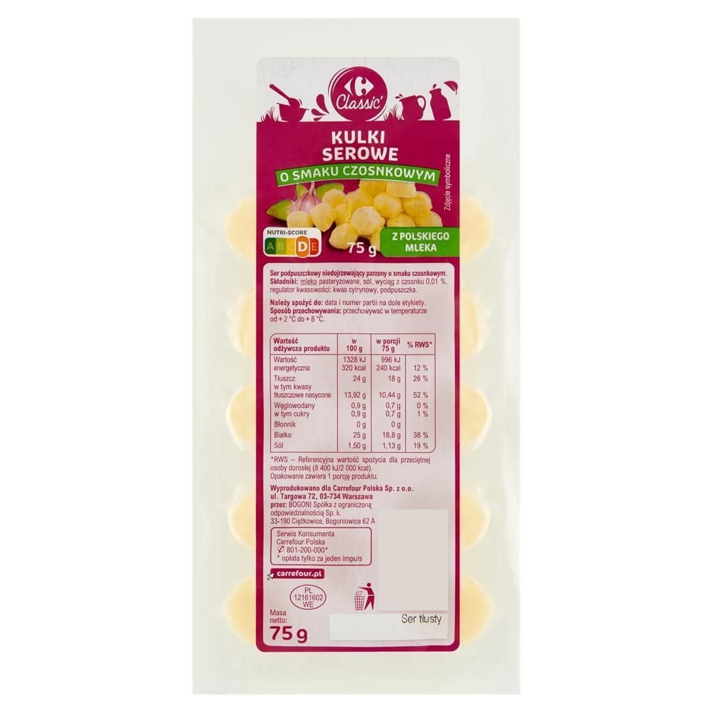 Carrefour Classic Kulki serowe o smaku czosnkowym 75 g