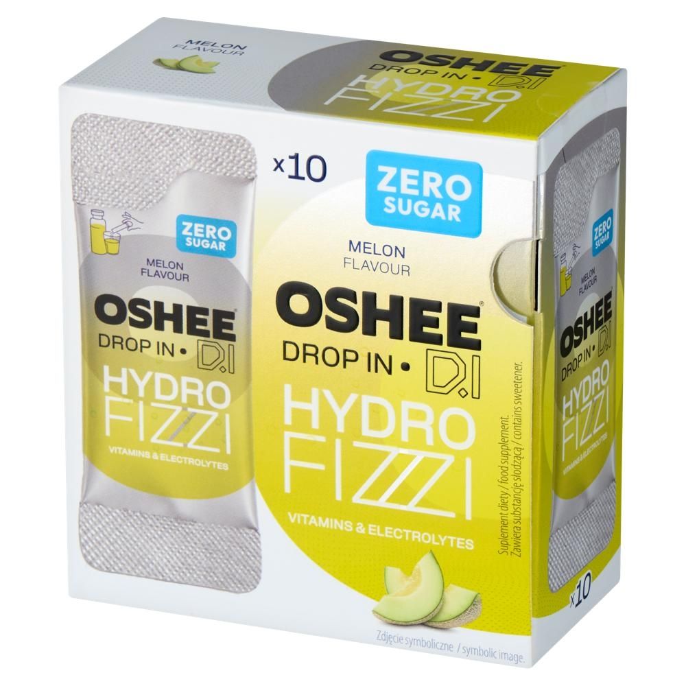 Oshee Drop In Hydro Fizzi Proszek musujący o smaku melonowym 10 sztuk
