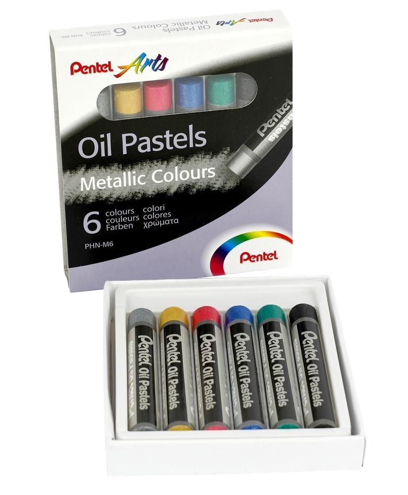 Pentel Pastele olejne w 6 metalicznych kolorach, PHN-M6