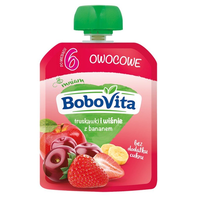 Truskawki i wiśnie z bananem po 6 miesiącu  BoboVita 80 g