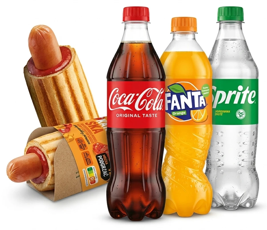 Hot Dog + Napój Coca-Cola, Fanta lub Sprite