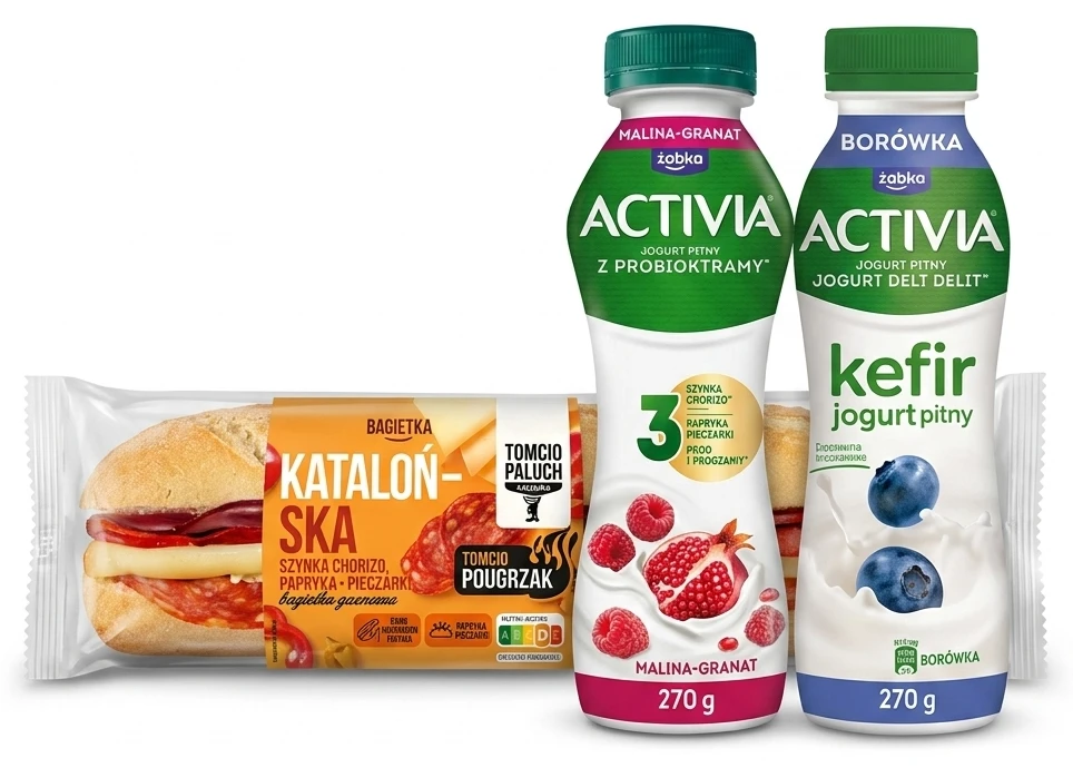 Bagietka Tomcio Paluch + Jogurt Pitny Activia, Kefir Activia