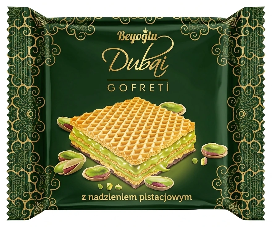 Wafel Dubai z nadzieniem pistacjowym