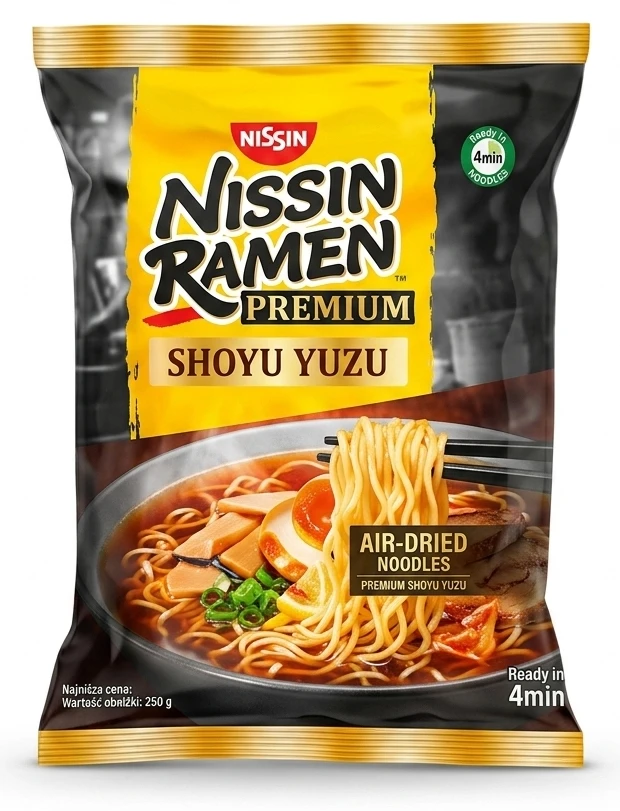 Zupa Nissin Ramen premium tonkotsu, shoyu yuzu