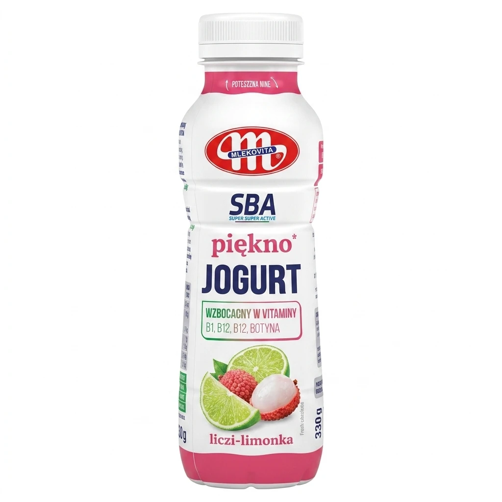 Jogurt pitny piękno liczi limon SBA Mlekovita 330g
