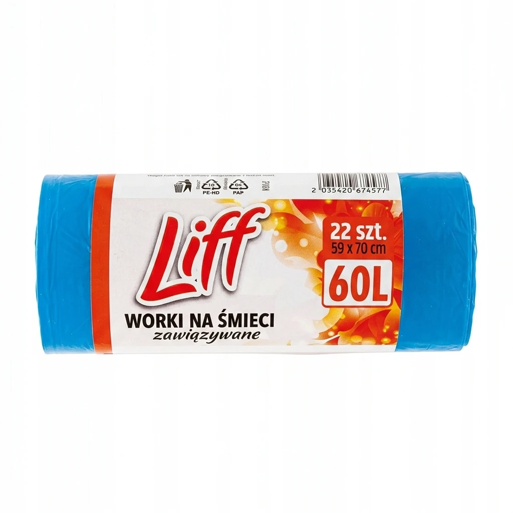 Worki na śmieci niebieskie Liff 60l 22szt
