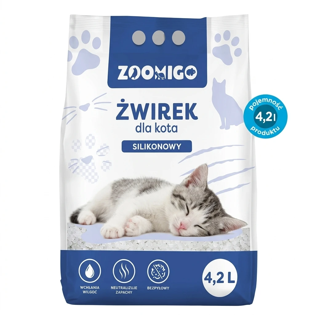 Żwirek dla kota silikonowy Zoomigo 4,2l