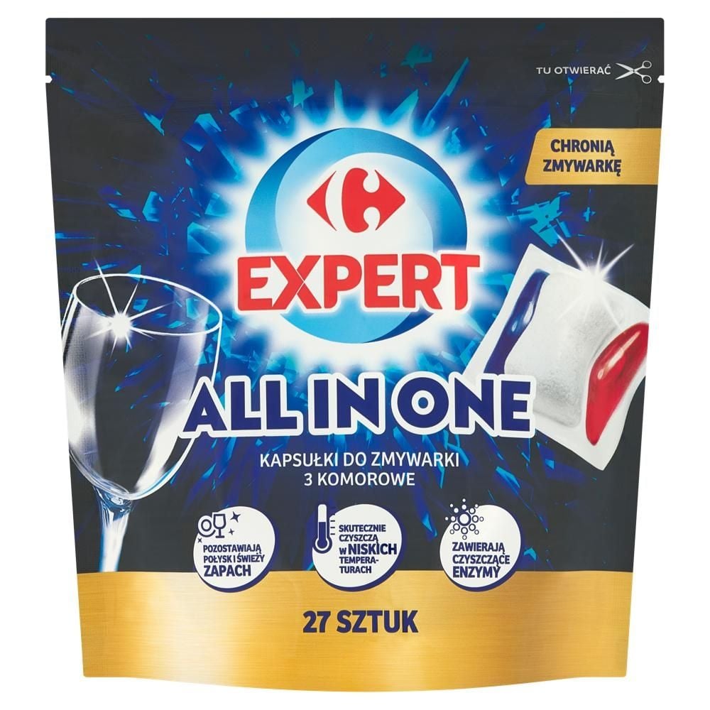 Carrefour Expert All in One Kapsułki do zmywarki 3 komorowe 378 g (27 x 14 g)
