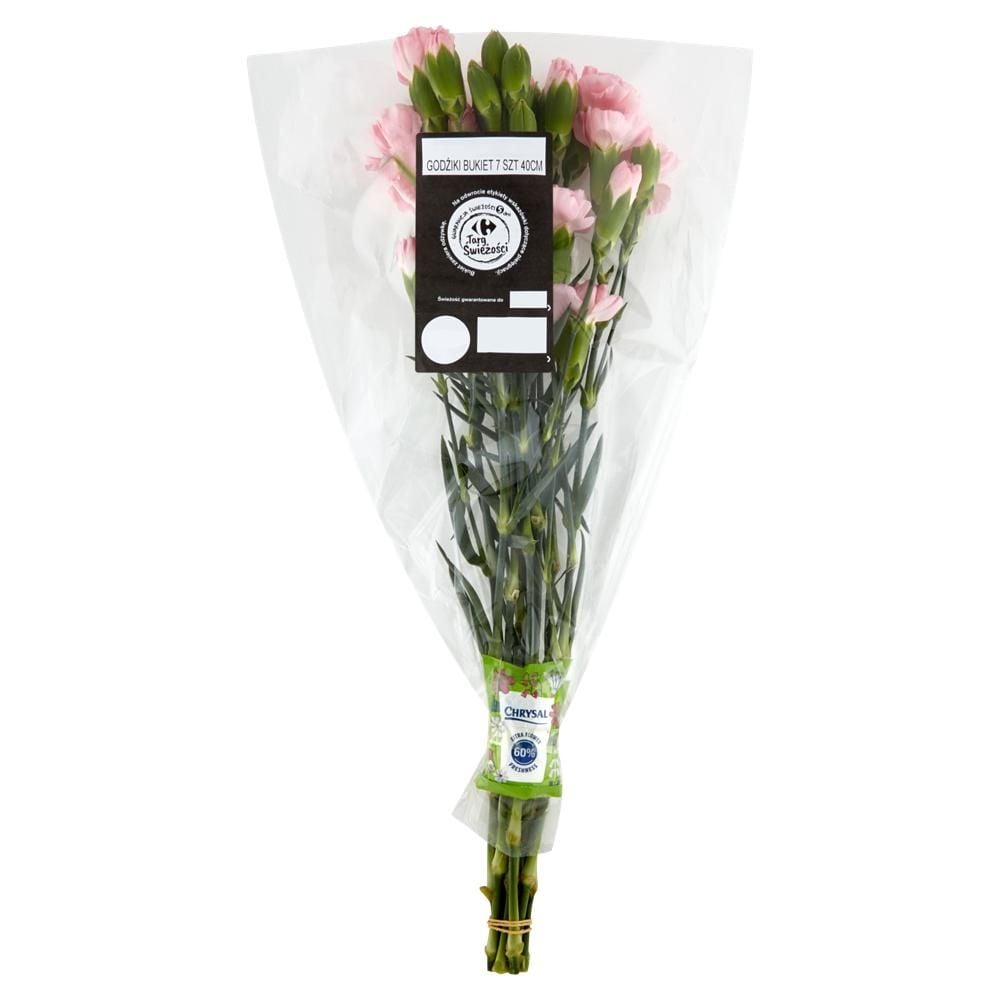 Carrefour Targ Świeżości Goździki bukiet 40 cm 7 sztuk