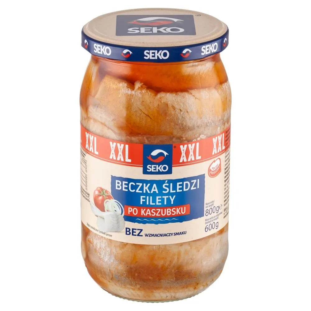 SEKO XXL Beczka śledzi Filety po kaszubsku 800 g
