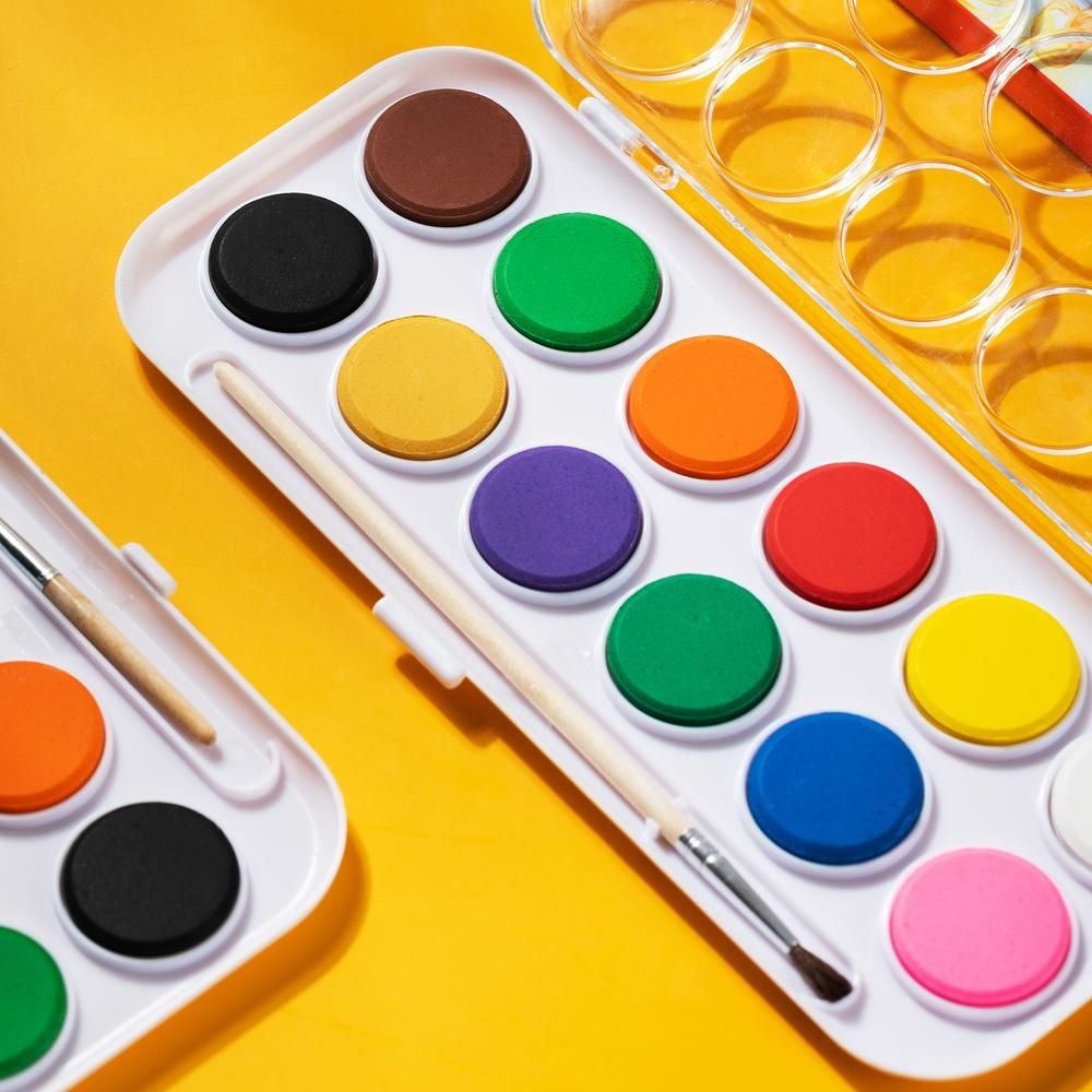 Deli farby akwarelowe ColoRun 12 kolorów + pędzelek