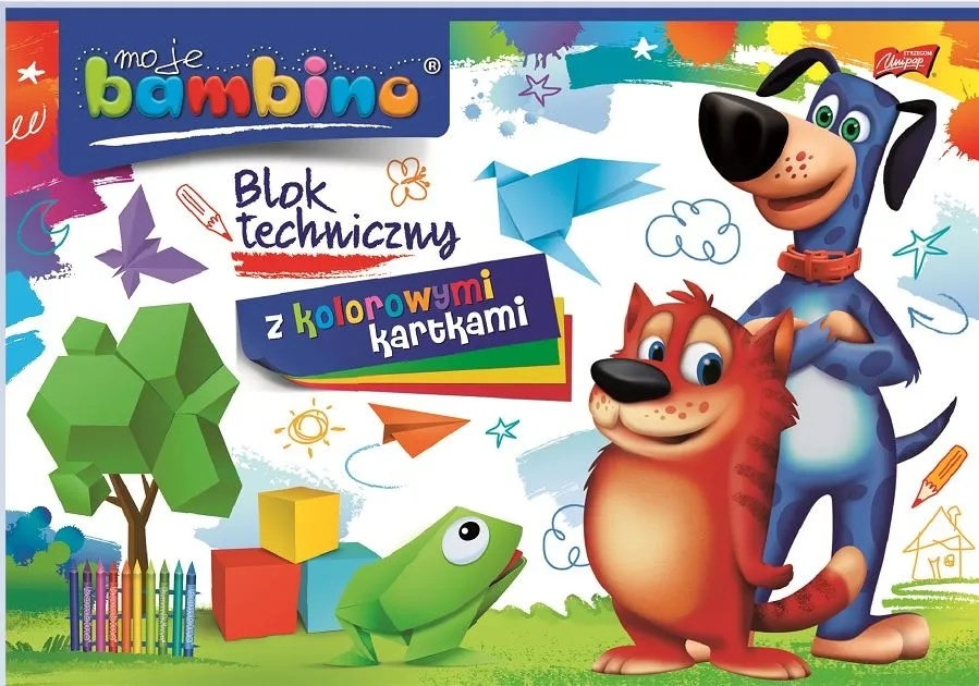 Bambino Blok techniczny A4 10 kolorowych kartek