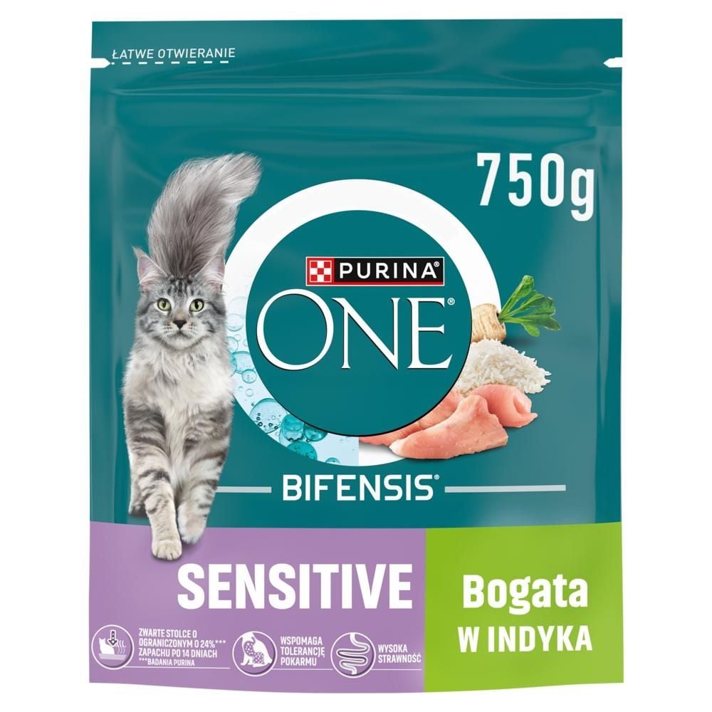 PURINA ONE Bifensis Sensitive Karma dla dorosłych kotów bogata w indyka 750 g