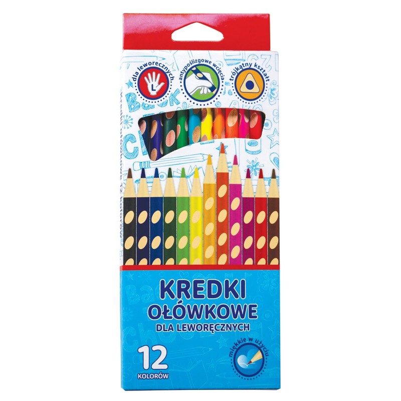 Kredki ołówkowe dla leworęcznych 12 kolorów Best Service 12 sztuk