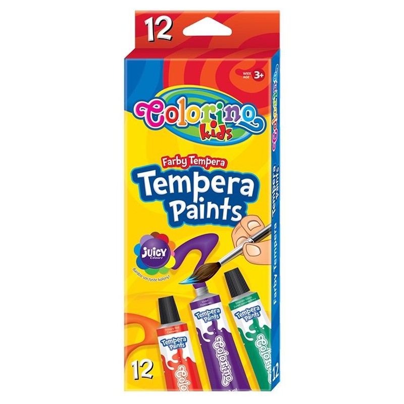 Farby tempera w tubach 12 ml 12 kolorów Colorino Kids zestaw