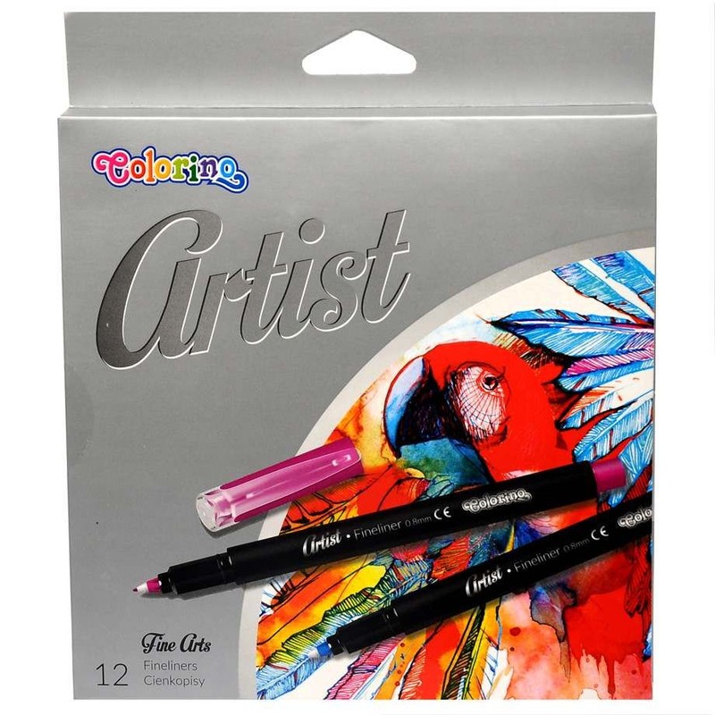 Cienkopisy z plastikową końcówką Artist 12 kolorów Colorino 12 sztuk