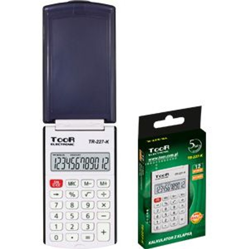 Kalkulator kieszonkowy TR-227 prosty na maturę 12-pozycyjny Toor Electronic 1 sztuka