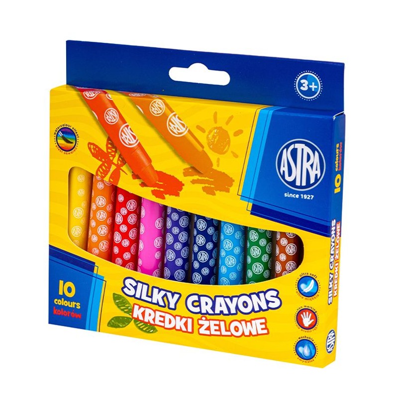 Kredki żelowe wykręcane Silky 10 kolorów ASTRA 10 sztuk
