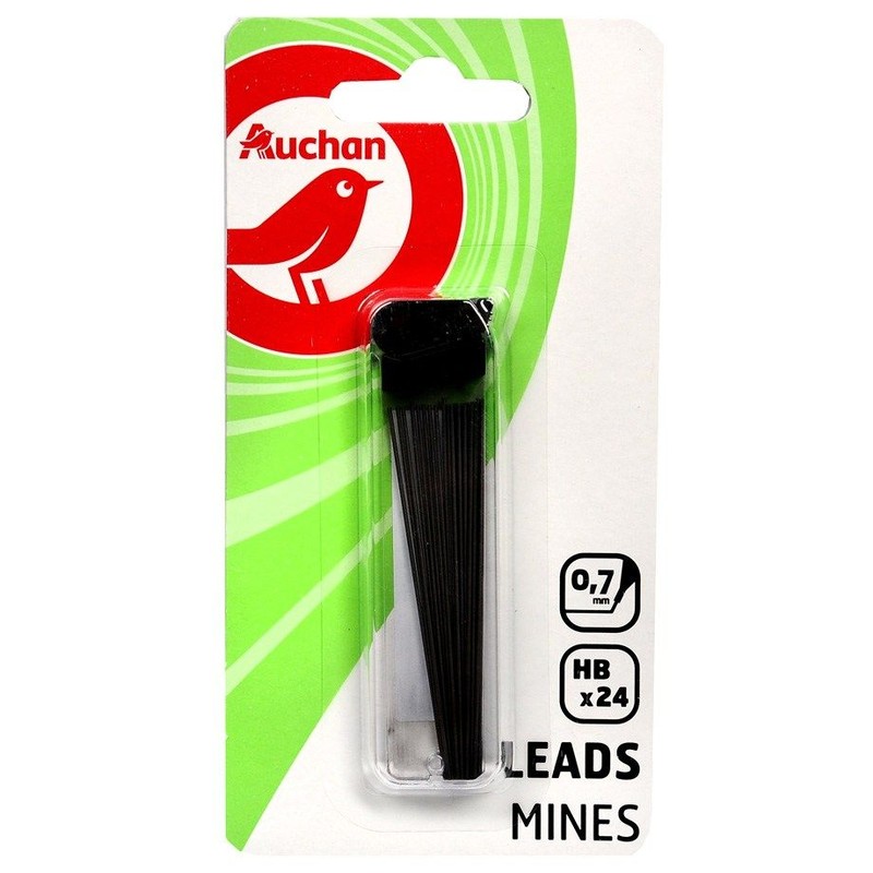 Grafity HB wkład do ołówków grubość 0.7 mm Auchan 24 sztuki