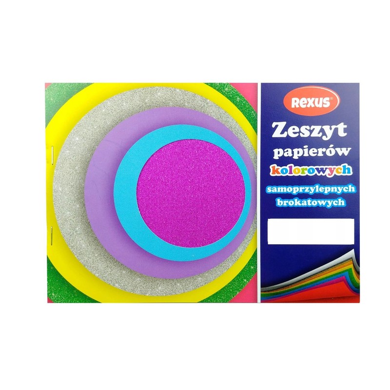 Zeszyt papierów kolorowych samoprzylepnych brokatowych A5/8k Rexus 1 sztuka
