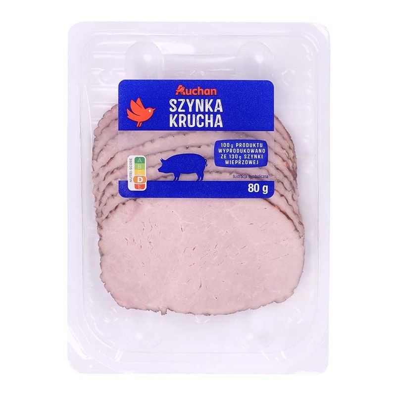Szynka krucha plastry Auchan 80 g
