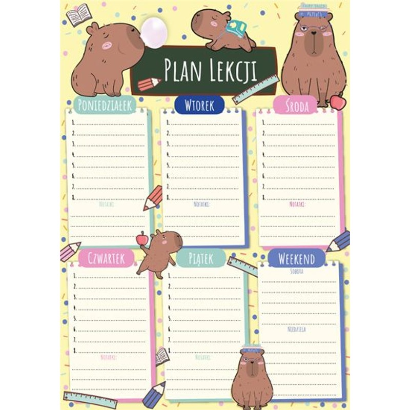 Plan lekcji A4 Kapibary Henry 1 sztuka