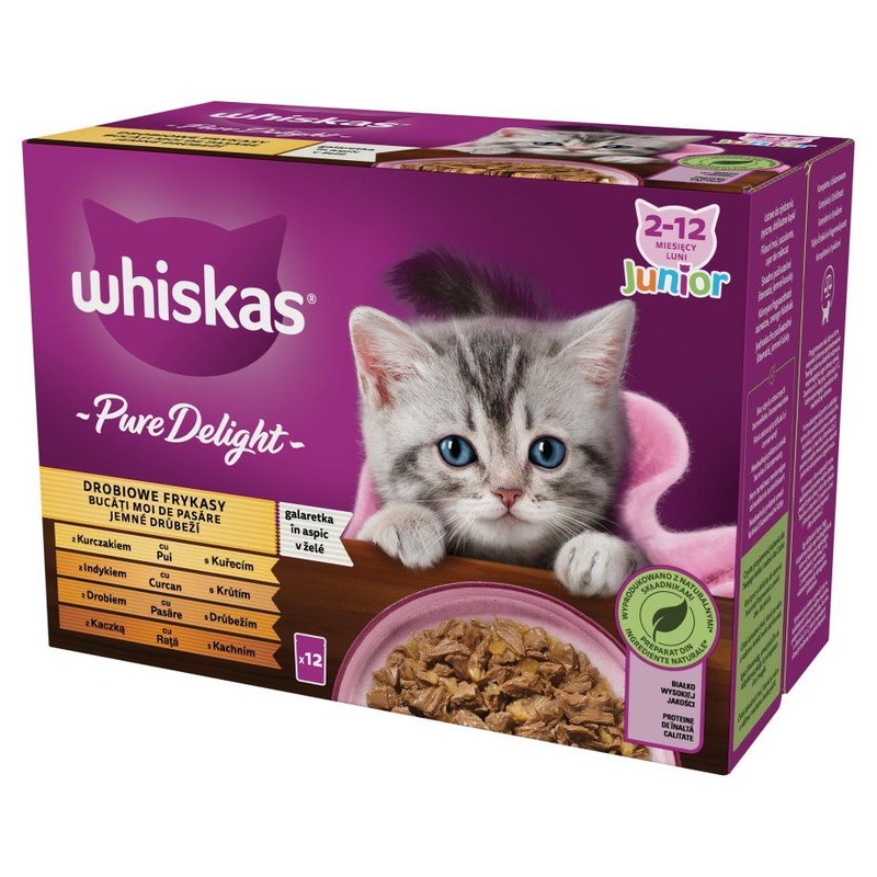 Karma mokra dla kotów Pure Delight Junior drobiowe frykasy Whiskas 12 x 85 g