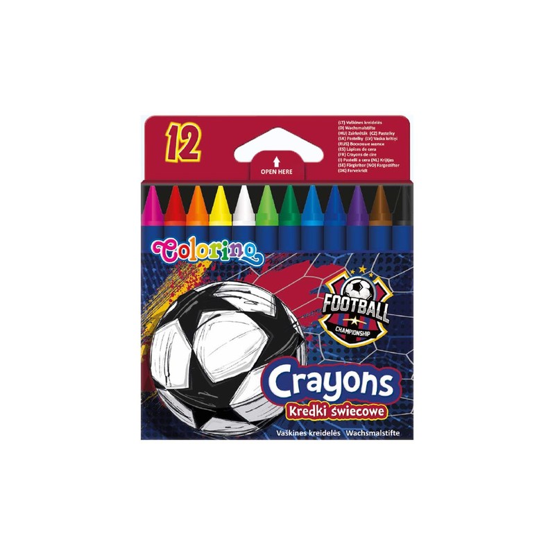 Kredki świecowe 12 kolorów „football” Colorino 12 sztuk