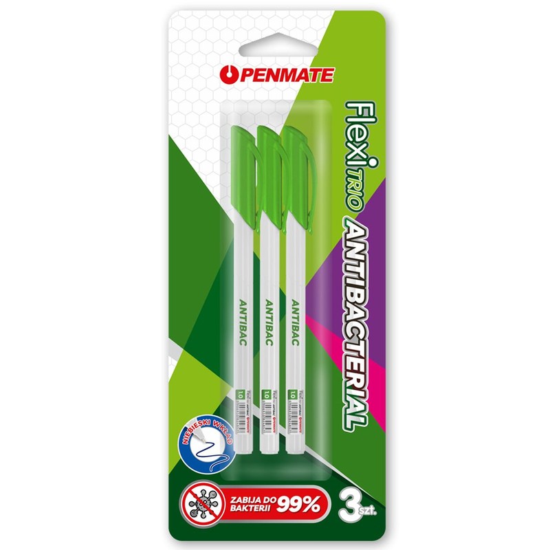 Długopis Flexi Trio Jet Antibacterial Penmate 3 sztuki