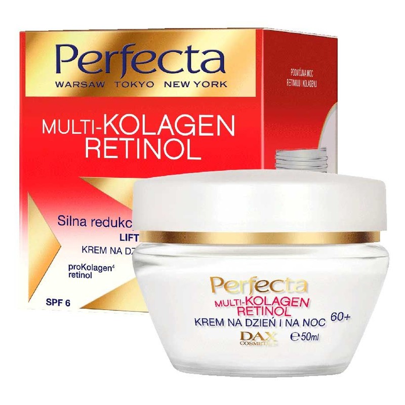 Krem do twarzy redukujący zmarszczki Dzień i Noc 60+ Multi Kolagen Retinol SPF6 Perfecta  50 ml