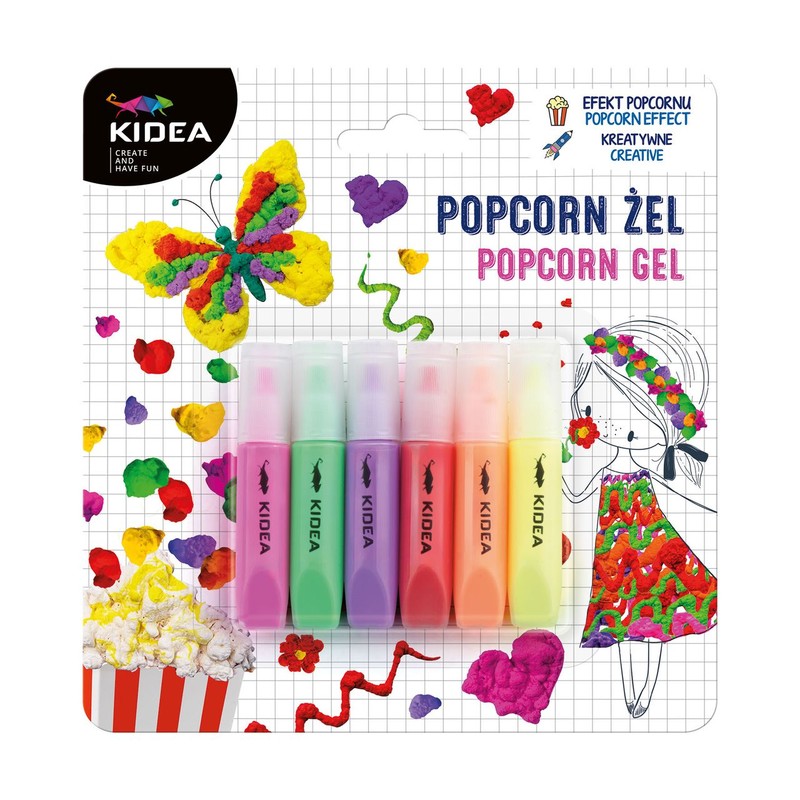 Zakreślacz Popcorn Żel 6 kolorów Kidea 6 sztuk