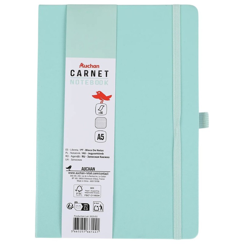 Notes A5 kratka 96k zielony Auchan 1 sztuka