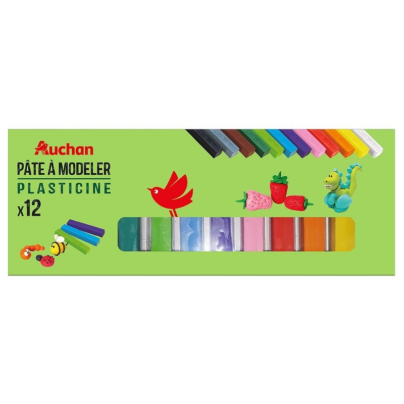 Plastelina prostokątna 12 szt.  Auchan 12 sztuk
