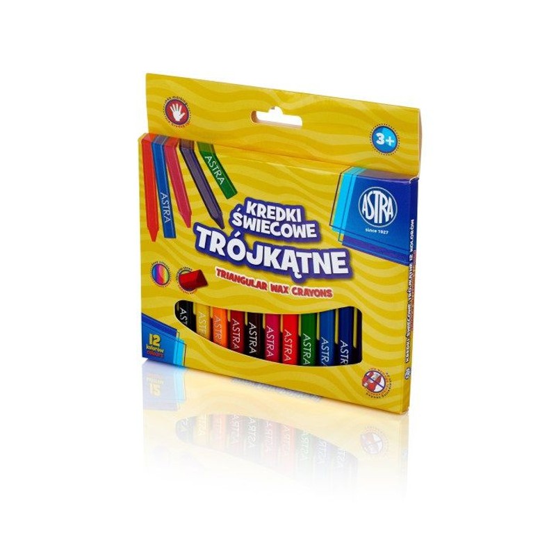 Kredki świecowe trójkątne 12 kolorów 10/100 mm ASTRA 12 sztuk