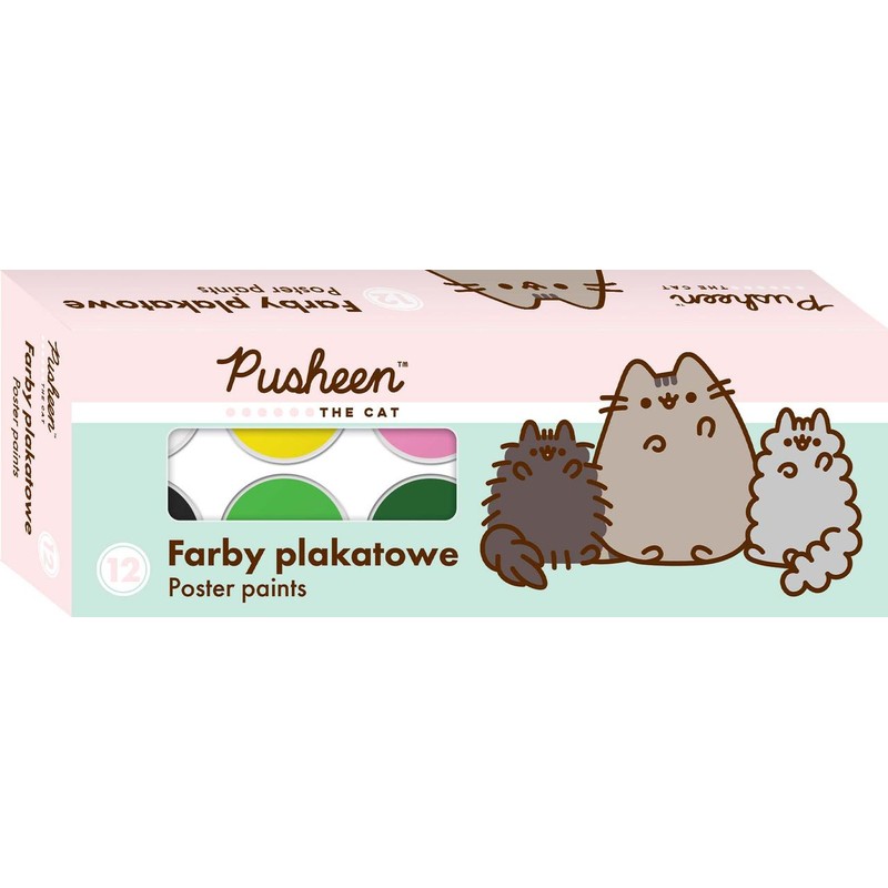 Farby plakatowe Pusheen 12 kolorów Pusheen 1 sztuka
