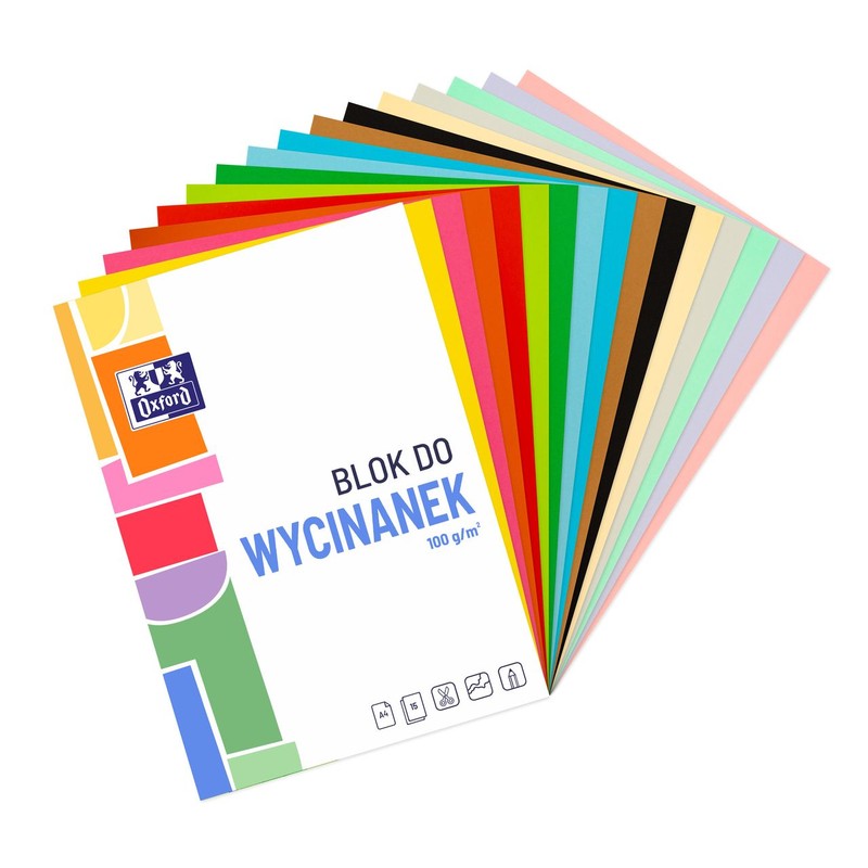 Blok papierów kolorowych wycinanka A4 10+5k 100g Oxford 1 sztuka