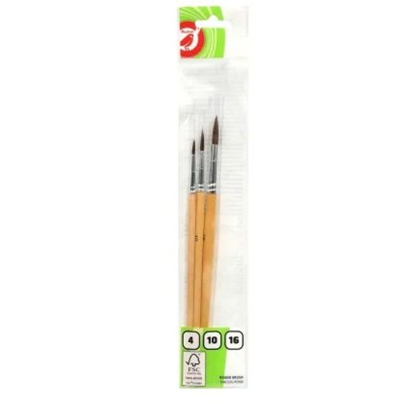 Zestaw pędzli do akwareli N°4/10/16 Auchan 3 sztuki