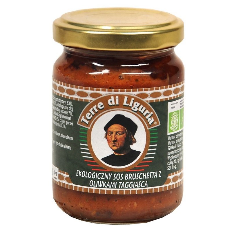 BIO Ekologiczny sos bruschetta z oliwkami Taggiasca Terre di Liguria 135 g