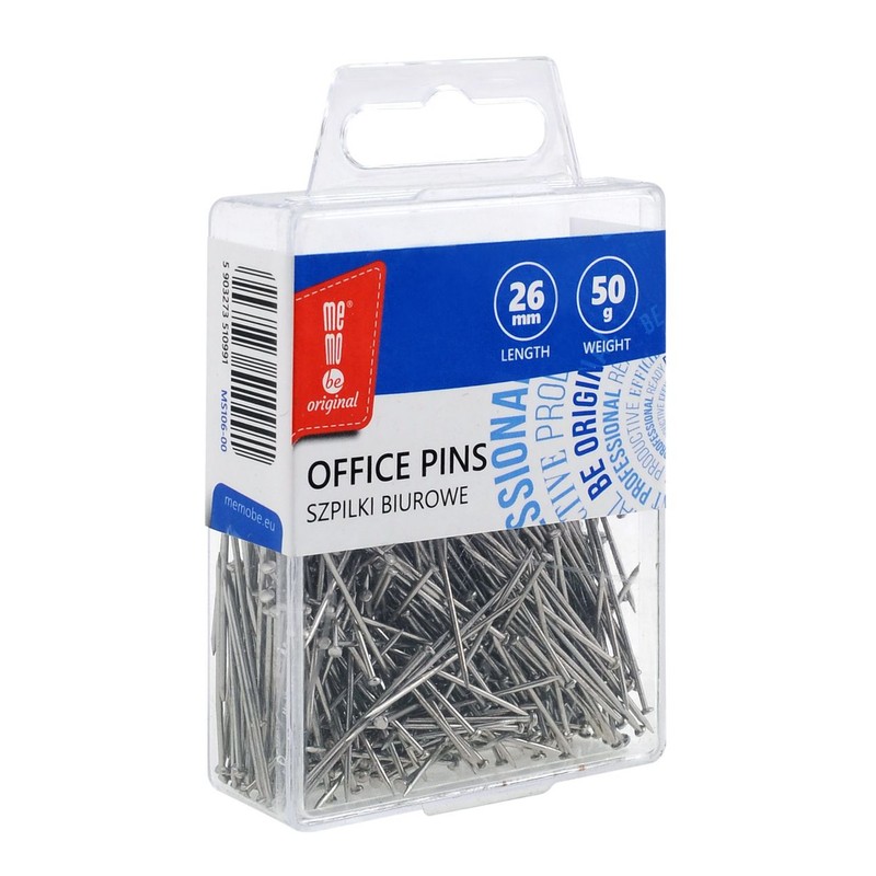 Szpilki biurowe 26 mm 50g MemoBe  1 sztuka