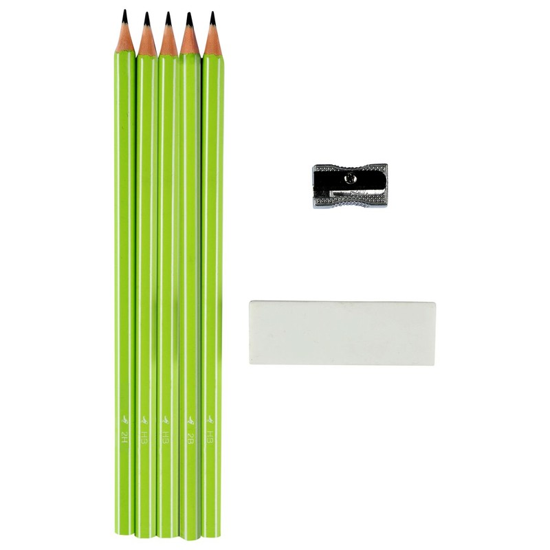 Zestaw ołówki + temperówka + gumki Auchan Zestaw
