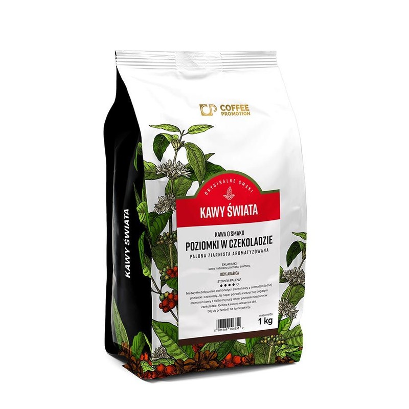 Kawa ziarnista o smaku poziomki w czekoladzie Cofffee Promotion 1 kg